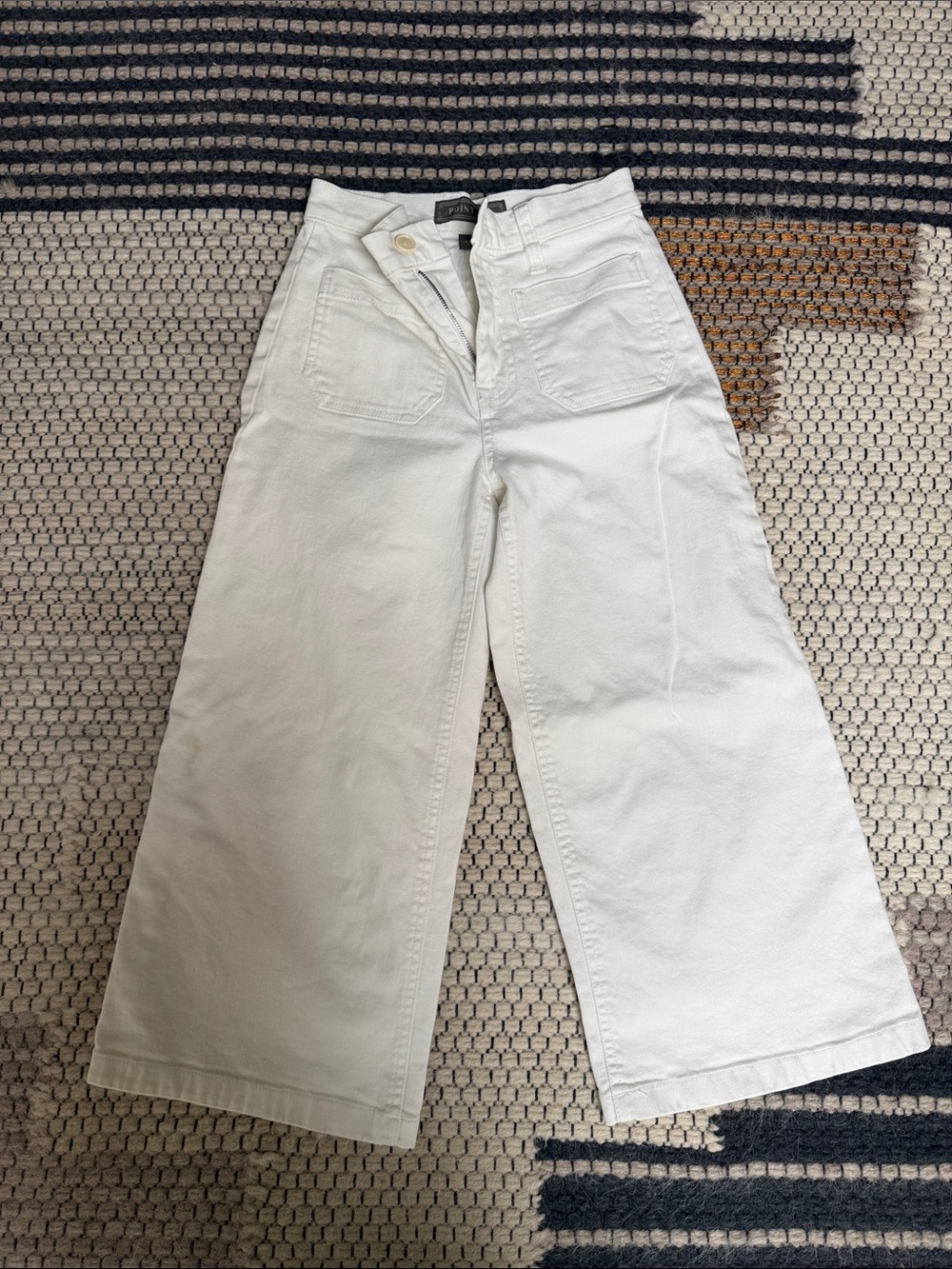 J. Crew White Wide-Leg High-Rise Pants